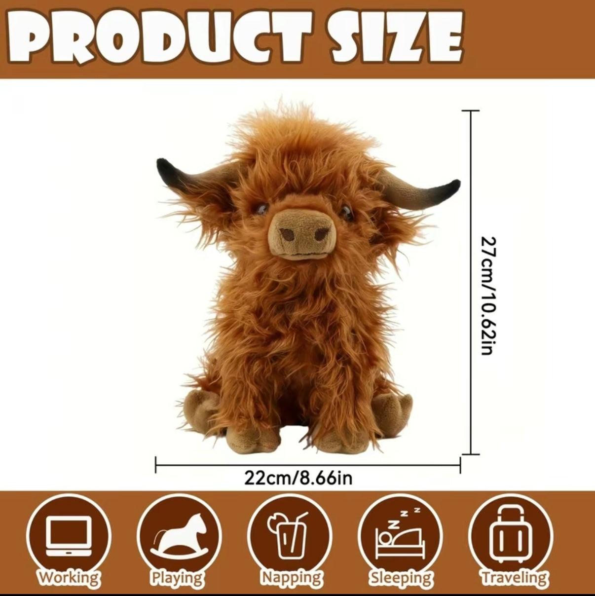 Jobatua.com Highland Cow Plush - Adorable Cuddly Companion